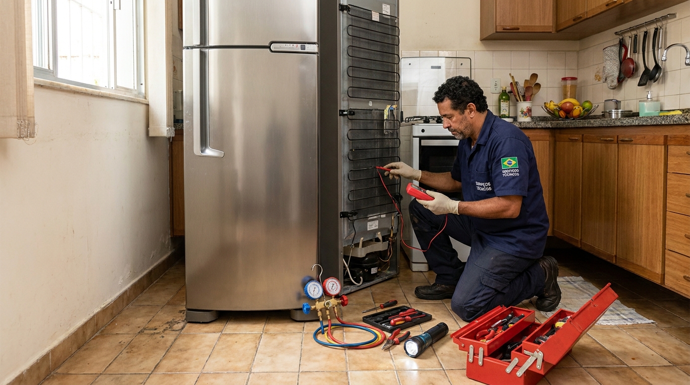 Técnico de conserto de geladeira em residência em João Pessoa‑PB